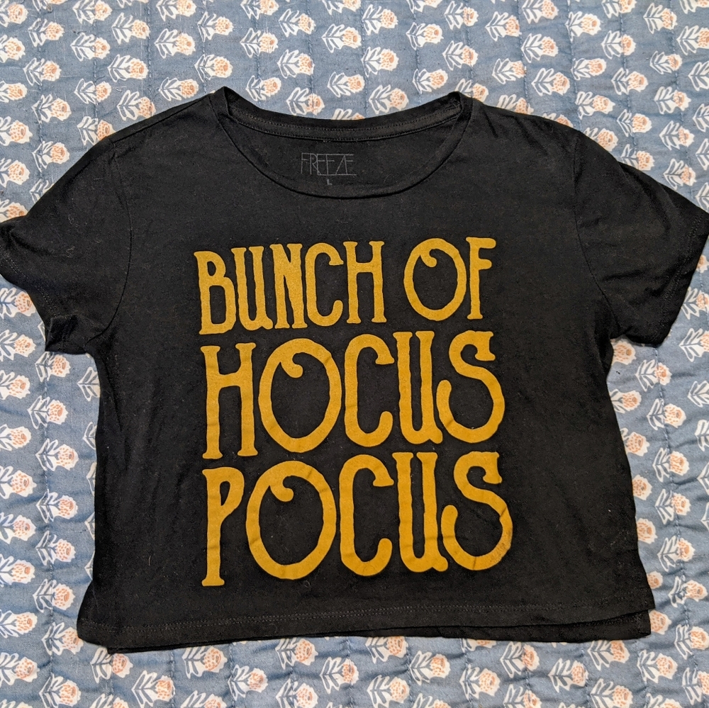 Hocus Pocus Black Cropped Cotton Tee sz L